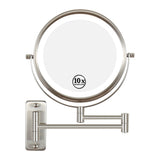 ZNTS 8 Inch Wall-Mounted Makeup Mirror, Double Sided 1x/10x Magnifying Makeup Mirror, 3 Colour Lights W162771027