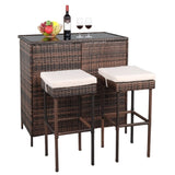 ZNTS Bar Table And Bar Stool Three-Piece Set Brown Gradient 56323534