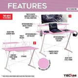 ZNTS Techni Sport TS-200 Carbon Computer Gaming Desk with Shelving, Pink B031128275