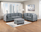 ZNTS Living Room Furniture Armless Chair Grey Linen Like Fabric 1pc Cushion Armless Chair Wooden Legs B011104191