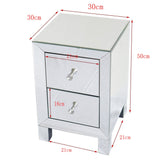 ZNTS Mirror Two Drawer Bedside Table Silver 23069824