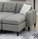 ZNTS Reversible 3pc Sectional Sofa Set Light Grey Tufted Polyfiber Wood Legs Chaise Sofa Ottoman Pillows B01149072