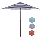 ZNTS Outdoor Patio 8.7-Feet Market Table Umbrella with Push Button Tilt and Crank, Blue White Stripes W41933633