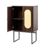ZNTS Epaphus 2-Door Accent Cabinet with interior shelves and Black Metal Base W113742871