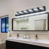 ZNTS LED Modern Black Vanity Lights, 6-Lights Acrylic Matte Black Bathroom Vanity Lights Over Mirror W134070930