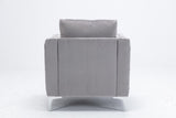 ZNTS Modern Velvet Armchair Tufted Button Accent Chair Club Chair with Steel Legs for Living Room PP281169AAE