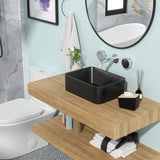 ZNTS 16"x12" Black Ceramic Rectangular Vessel Bathroom Sink W124366990