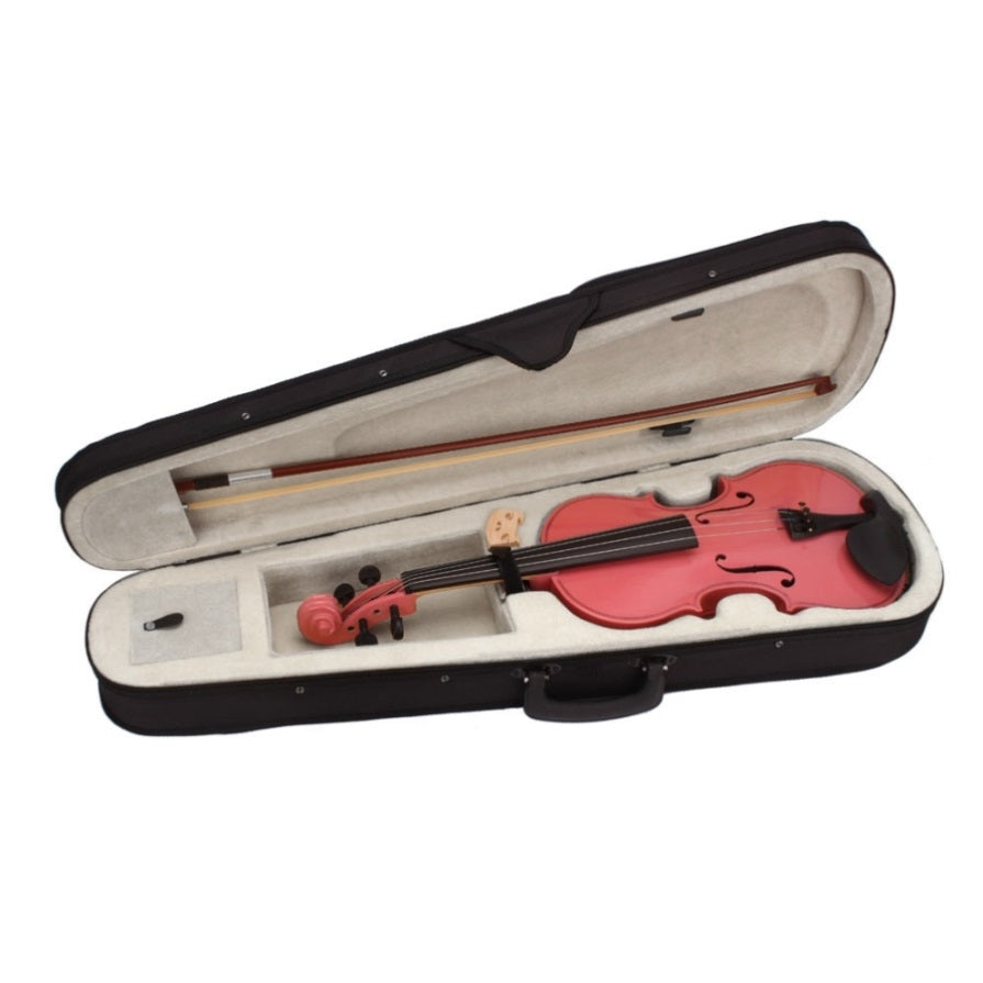 ZNTS New 1/2 Acoustic Violin Case Bow Rosin Pink 14239453