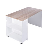 ZNTS 47.4" L Computer Desk with movable bookcase, oak & white W131470892