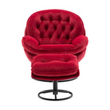 ZNTS Accent chair TV Chair Living room Chair with Ottoman- DARK RED W67641176