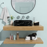 ZNTS 19"x15" Black and Gray Marble Pattern Ceramic Rectangular Vessel Bathroom Sink W124366987