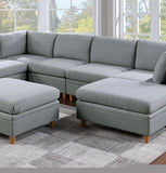 ZNTS Living Room Furniture Armless Chair Light Grey Dorris Fabric 1pc Cushion Armless Chair Wooden Legs B01147398