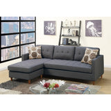 ZNTS Linen-Like Fabric Reversible Sectional Sofa in Blue Grey B01682385