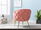 ZNTS Gorgeous Living Room Accent Chair 1pc Button-Tufted Back Covering Rose Color Velvet Upholstered B01167364