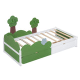 ZNTS Twin Size Bed with Grass Hill and Trees Decor WF303742AAK