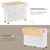 ZNTS Rolling Mobile Kitchen Island with Solid Wood Top Locking Wheels,52.7 Inch Width,Storage Cabinet WF287035AAW