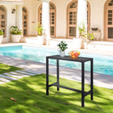 ZNTS 40in Iron With Adjustment Knob Patio Bar Table Black 72049429