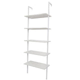ZNTS 5-Shelf Wood Ladder Bookcase with Metal Frame, Industrial 5-Tier Modern Ladder Shelf Wood 70392764