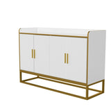 ZNTS Modern Kitchen Buffet Storage Cabinet Cupboard White Gloss with Metal Legs for living room Kitchen W876134665