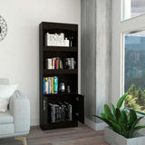 ZNTS Shell Beach 1-Drawer 3-Shelf Bookcase Black Wengue B06280137