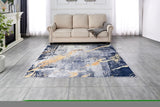 ZNTS ZARA Collection Abstract Design Blue Gray Yellow Machine Washable Super Soft Area Rug B03068256