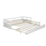 ZNTS Extending Daybed with Trundle, Wooden Daybed with Trundle, White WF194887AAK