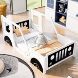 ZNTS Twin Size Classic Car-Shaped Platform Bed with Wheels,White WF296353AAK