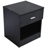 ZNTS 1 Drawer Metal Handle Bedside Cabinet Night Table Black 91977712
