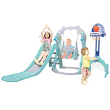ZNTS 5 in 1 Slide and Swing Playing Set, Toddler Extra-Long Slide with 2 Basketball Hoops, Football, W2181139405