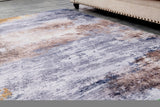 ZNTS ZARA Collection Abstract Design Gray Brown Rust Machine Washable Super Soft Area Rug B03068266