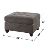 ZNTS Waffle Sued Cocktail Ottoman with Accent Tufting in Charcoal B01682406