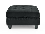 ZNTS Ottoman for Modular Sectional,Black Velvet W48734863