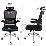 ZNTS Mesh Ergonomic Office Chair with Flip Up Arms High Back Desk Chair -High Adjustable Headrest with W1035111499