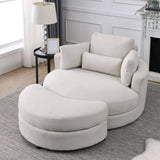 ZNTS [Video] Welike Swivel Accent Barrel Modern Sofa Lounge Club Big Round Chair with Storage Ottoman W83469808