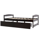 ZNTS Twin size platform bed, with two drawers, espresso WF195910AAP