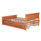 ZNTS Full Size Wood Platform Bed with 4 Drawers and Streamlined Headboard & Footboard, Oak WF308631AAD