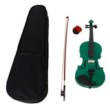 ZNTS New 4/4 Acoustic Violin Case Bow Rosin Green 31954784