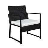 ZNTS Single 2pcs Coffee Table 1pc Exposed Flat Chair Three-Piece Set Black 23974444