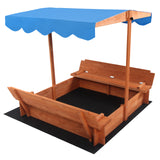 ZNTS Wooden Sandbox with Convertible Cover Kids Outdoor Backyard Bench Play Sand Box 22530307