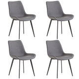 ZNTS 4pcs Disassembled PU Iron Pipe Curved Dining Chair Black 72081080