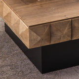 ZNTS 41.73"Three-dimensional Embossed Pattern Square Retro Coffee Table with 2 Drawers and MDF Base W757126826