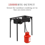 ZNTS Outdoor Camp Stove High Pressure Propane Gas Cooker Portable Cast Iron Patio Cooking 01255491