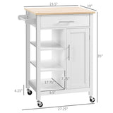 ZNTS Compact Kitchen Island Cart on Wheels, Rolling Utility Trolley Cart White-AS 63960762