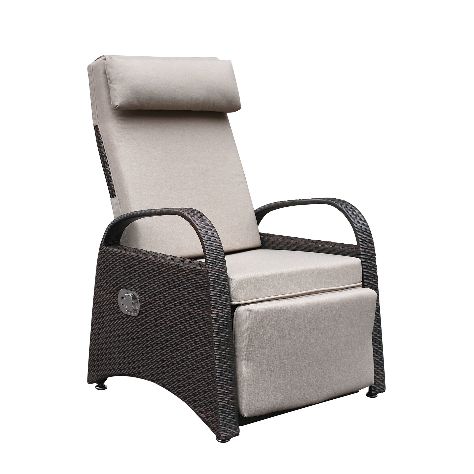 ZNTS Outdoor Recliner Chair,PE Wicker Adjustable Reclining Lounge Chair and Removable Soft Cushion, with W1889107782