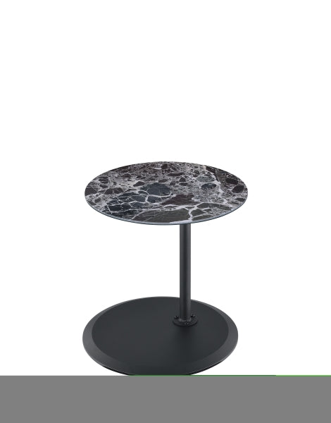 ZNTS Orbit End Table with Height Adjustable Black Marble Textured Top B061103283