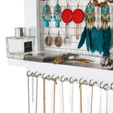 ZNTS Jewelry Manager - Wall Mounted Jewelry Stand With Detachable Bracelet Bar, Shelf And 16 Hooks 10016356