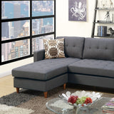 ZNTS Blue Grey Polyfiber Sectional Sofa Living Room Furniture Reversible Chaise Couch Pillows Tufted Back B01149144
