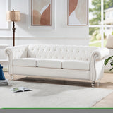 ZNTS 84.65" Rolled Arm Chesterfield 3 Seater Sofa W68058494