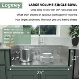 ZNTS Logmey 25"x22"x12" Stainless Steel Laundry Utility Drop In Topmount Deep Single Bowl Kitchen W124360073