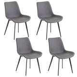 ZNTS 4pcs Disassembled PU Iron Pipe Curved Dining Chair Black 72081080